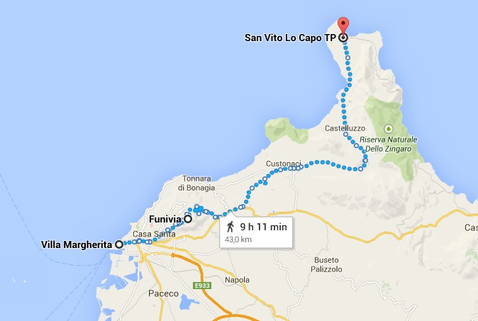 Mapa Trápani com pontos turísticos